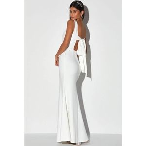Lulu's This Bliss Ivory Sleeveless Tie Back Mermaid Maxi Dress NEW Size XS